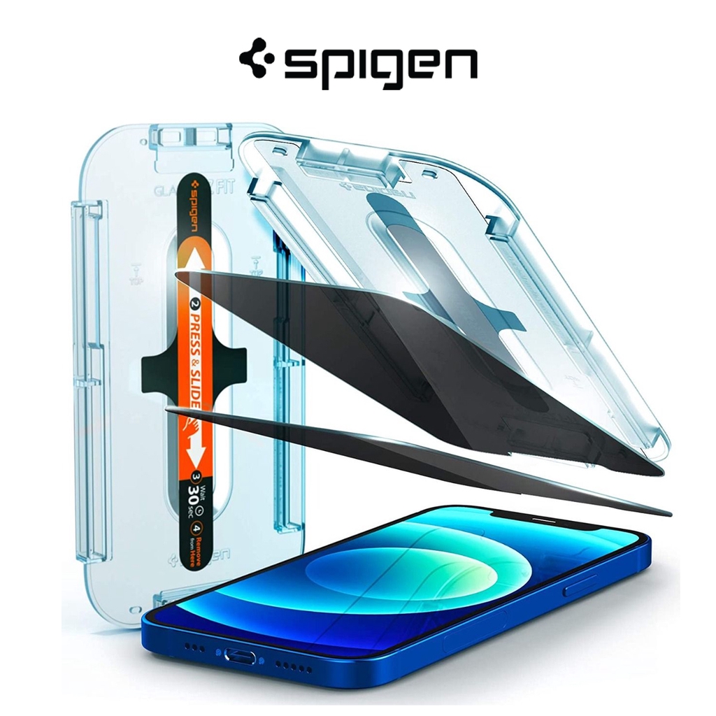 [2 Pack] Spigen iPhone 12 Mini Privacy Tempered Glass Glas.tR EZ Fit