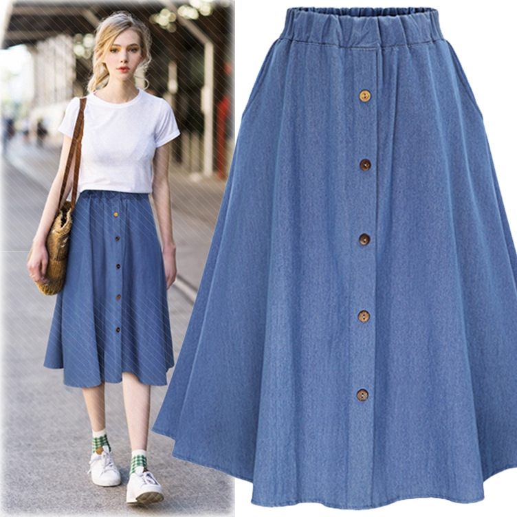 ladies denim maxi skirt