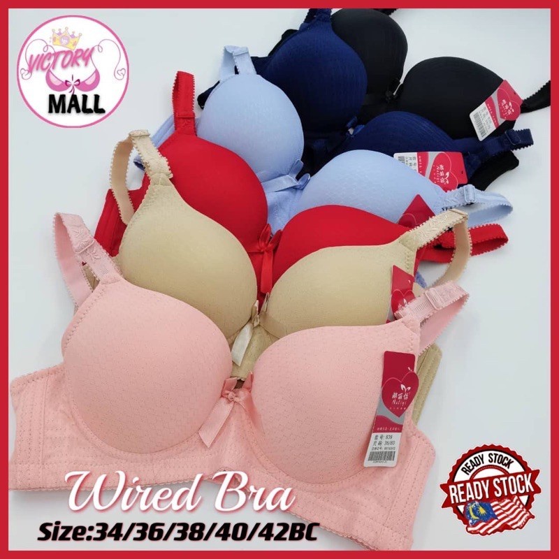 Ready Stock Women Wired Bra Normal Thin Paded Soft Breatheble Design Full Cup Size 34 42bc Baju Dalam Wanita Ada Besi Shopee Singapore