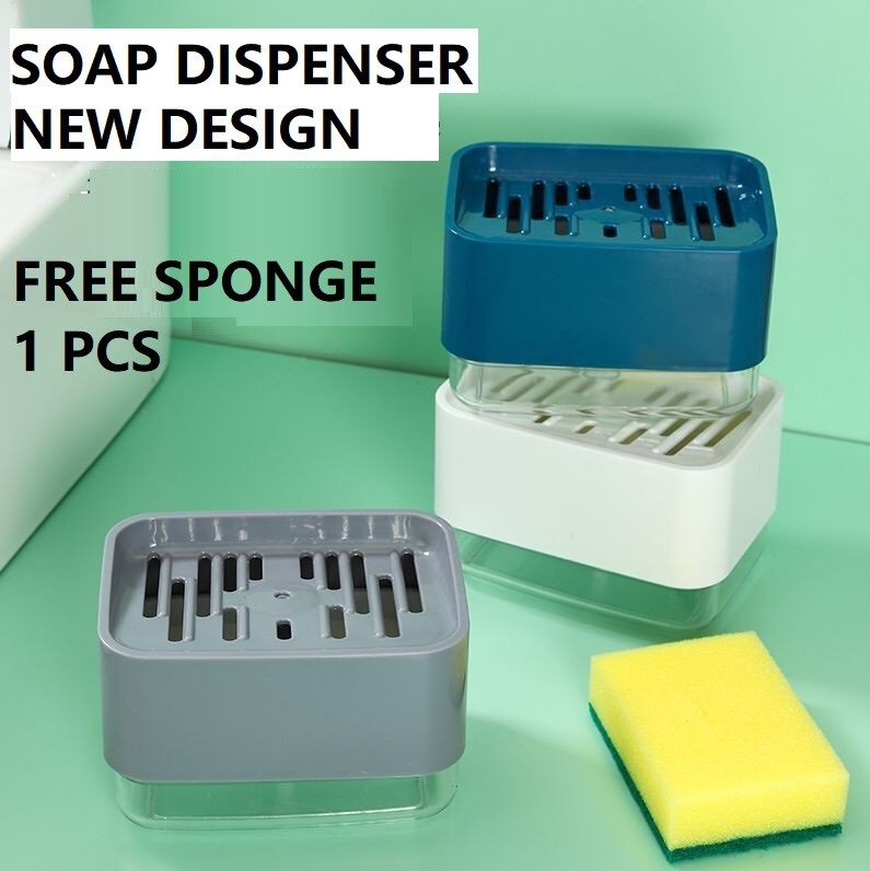 Soap Dispenser With Sponge Dishwash Dish Box Pump Kitchen Tools Bekas Sabun Basuh Pinggan Sponge Nano Magic Clean Brush Shopee Singapore