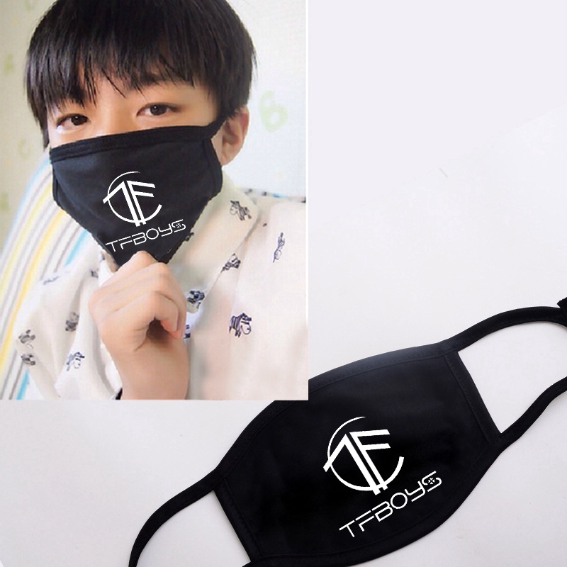 1 Pcs Kpop Tfboys Cotton Mask Cute Print Flu Prevention Dust