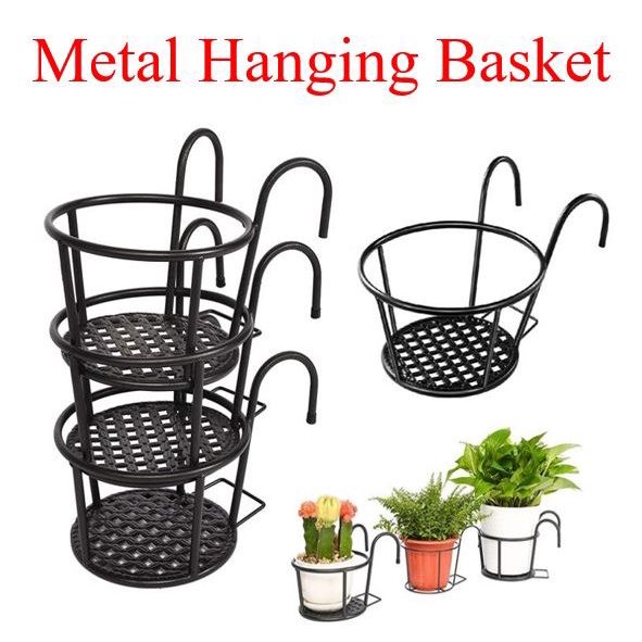 Hanging Railing Planter Baskets Flower Pot Holder Hanger Iron Potted   A68fee22d97056ade7b532aa4d299ce1