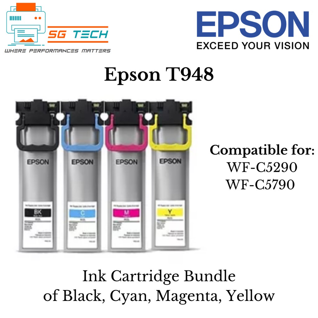 Bundle Epson Original Full Set 4 Colour Ink Cartridge T948 For Wf C5290 Wfc5790 Wf C5790 5269