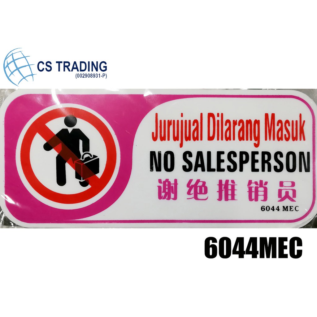 Jurujual Dilarang Masuk No Salesperson Signboard Plastic Notice Display Plate Shopee Singapore
