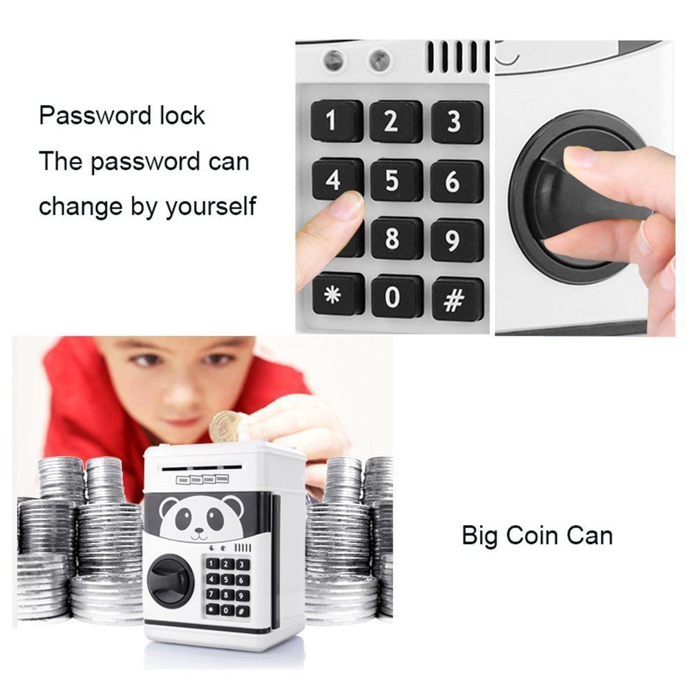 Electronic Piggy Bank ATM Password Money Saving Automatic Deposit Safe Box LY