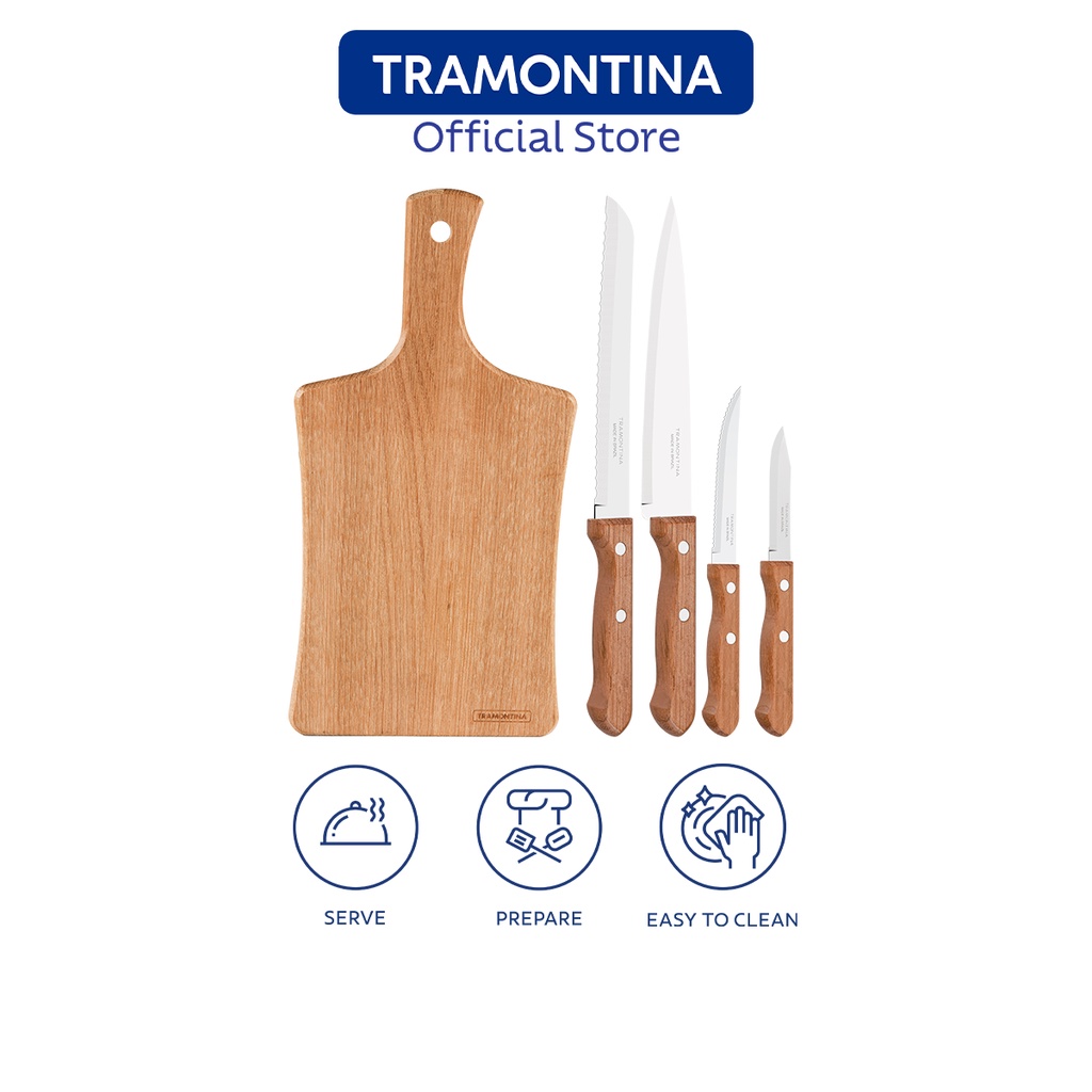Tramontina Dynamic 5 Piece Knife Set with Cutting Board, Stainless