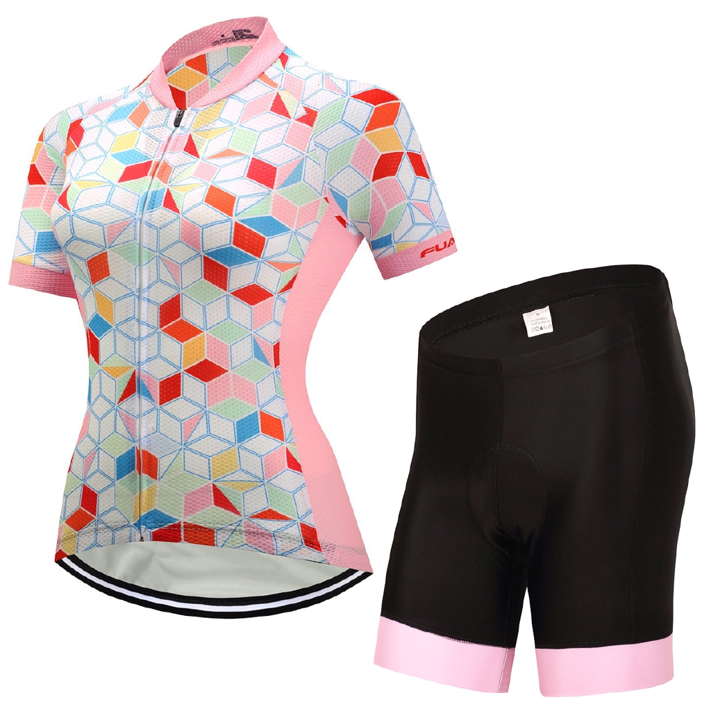 Women S Short Sleeve Slim Fit Cycling Jersey Gel Padded Shorts Mountain Bike Pants Shopee Singapore