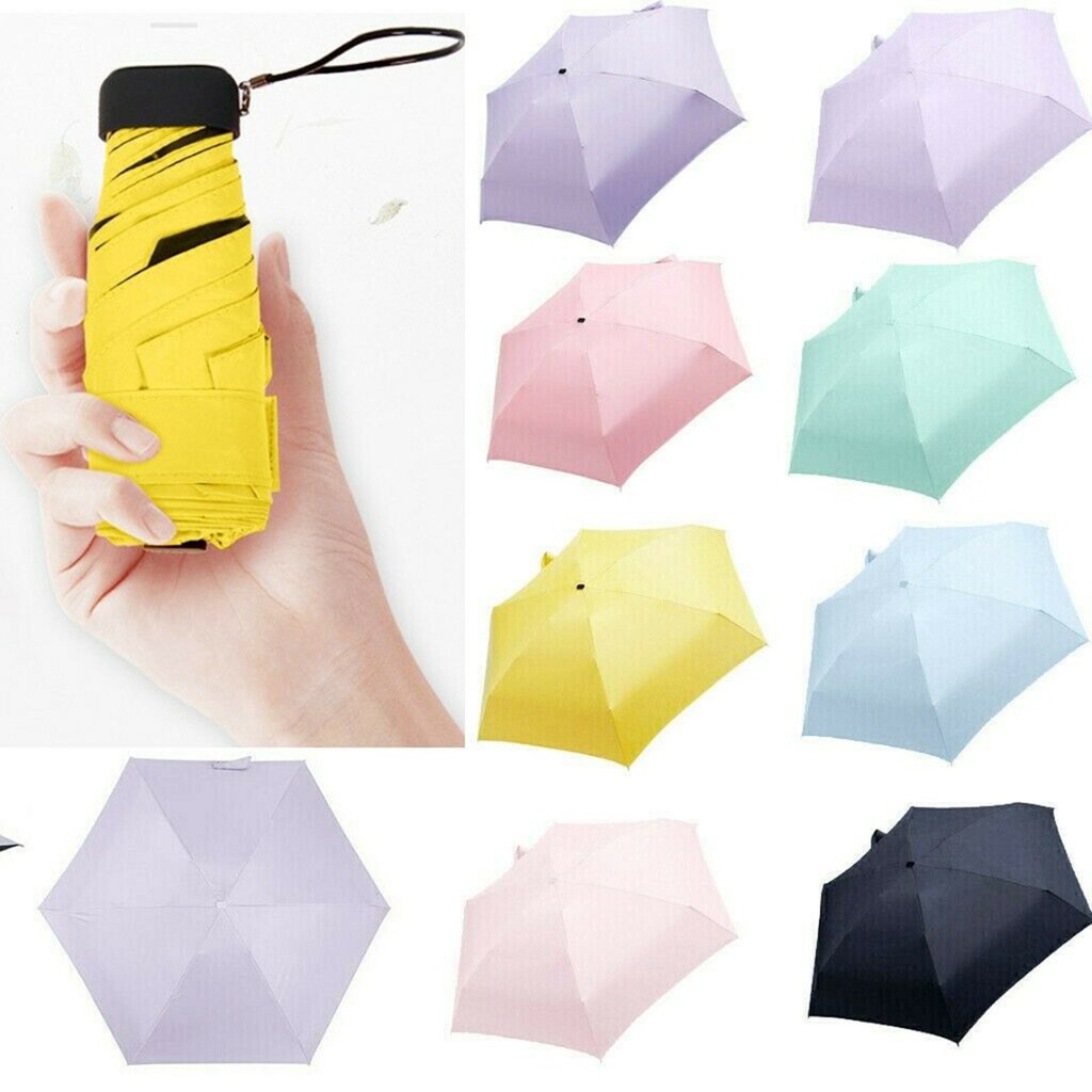 Super Mini Pocket Compact Sun Anti UV 5 Umbrella Folding Rain Windproof ...