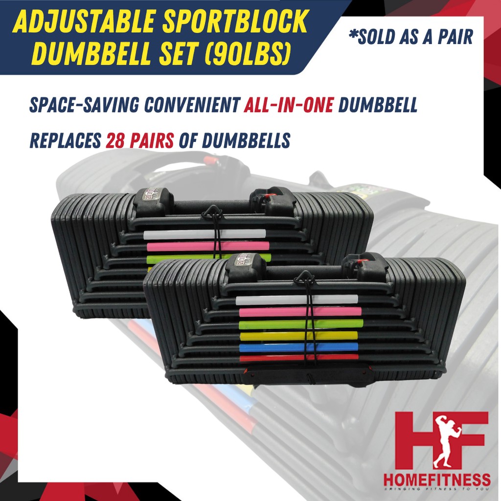 Adjustable Sportblock Dumbbell Set (90LBS) | Shopee Singapore