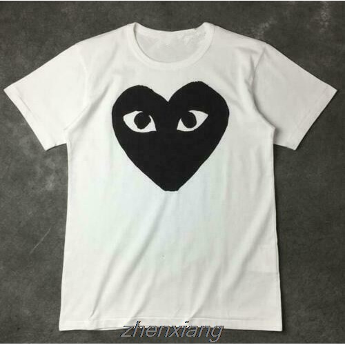 cdg white shirt black heart