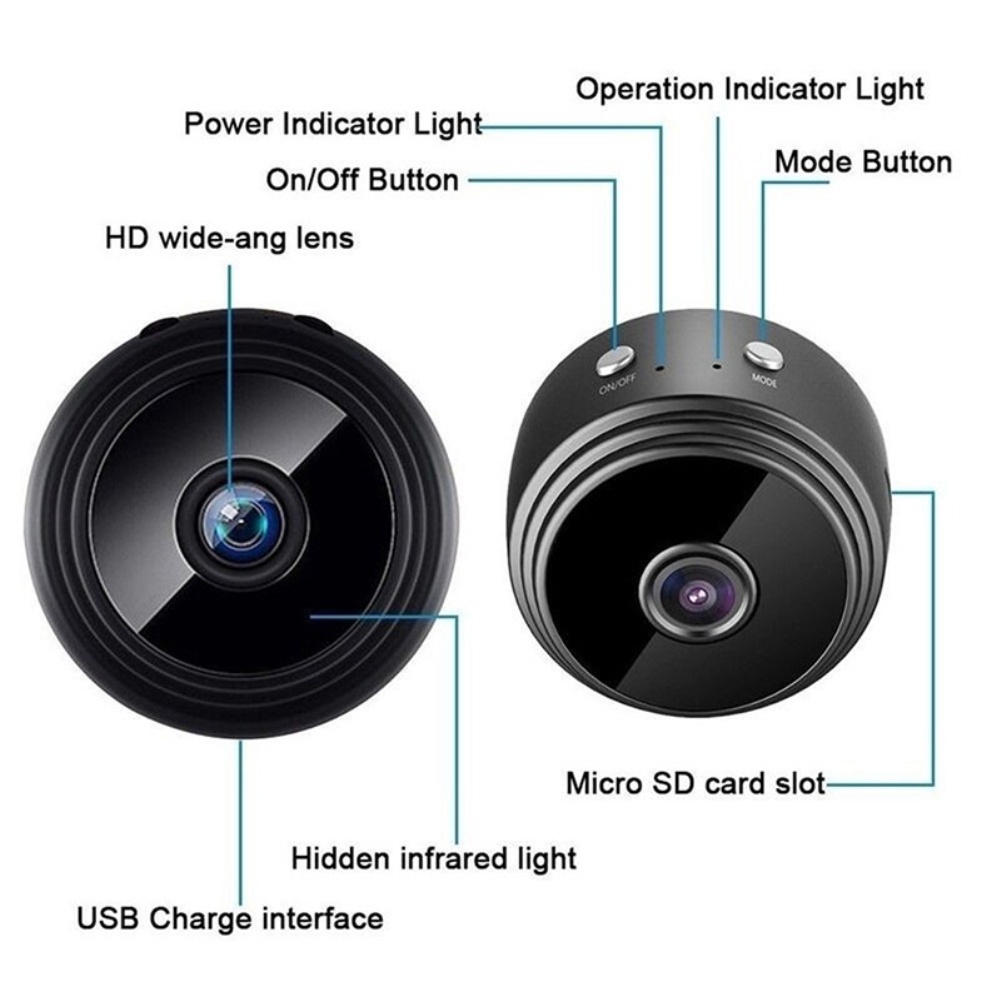 1080P HD A9 Hidden Camera Spy Camera Mini Camera CCTV Camera Wifi Connect to Cellphone Wireless WiFi IP Network Monitor webcam Security Camera home living DVR Night Vision Camera 【Bluey】