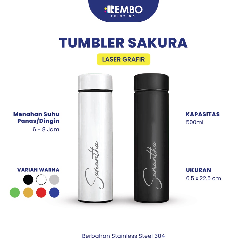 Tumbler Custom Sakura Laser Engraved Tumbler Name Engraved Print Logo Character Souvenir