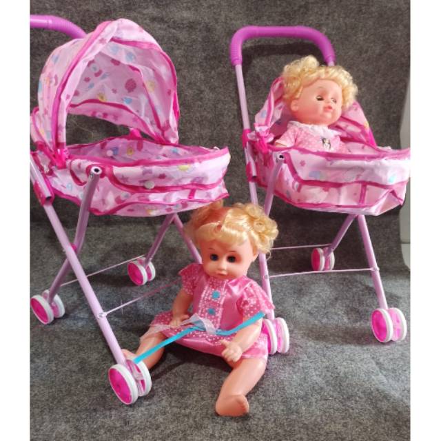 STROLLER DOLL IRON + BIG BABY DOLL 