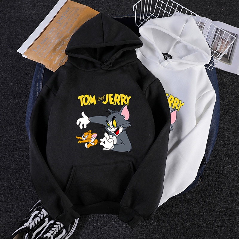 Tom Cat and Jerry Mouse Pullover Long Sleeve Hoodie Printed Jacket Loose  Casual Thicken Couple Wear Oversized Tee | Shopee Singapore