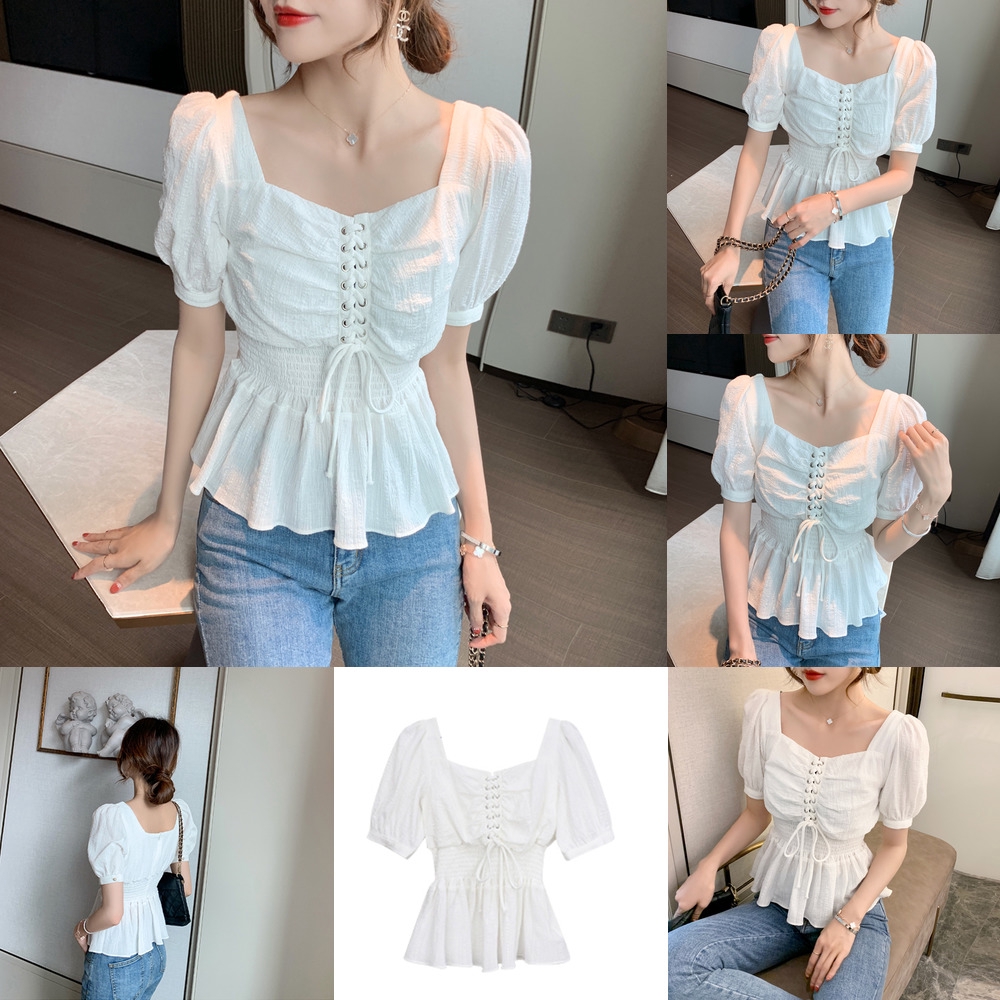 short sleeve ruffle shirt