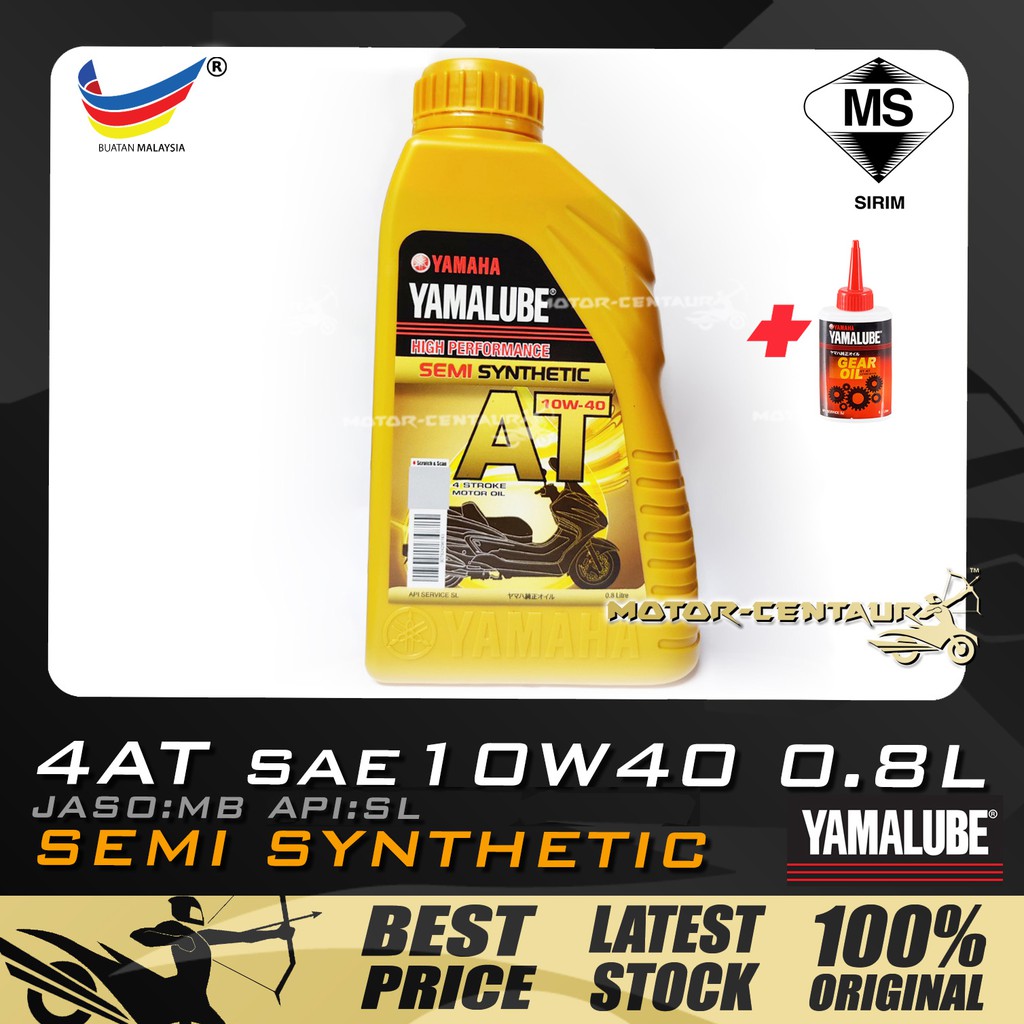 Enjin Yamalube 4 At Mb Semi Synthetic Sae 10w40 Scooter Engine Lubricant Oil 0 8l Gear Oil 0 1l Shopee Singapore