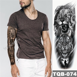2pcs Large Arm Sleeve Tattoo Sketch Lion Tiger Waterproof Temporary Tatoo  Sticker Wild Fierce Animal Men Full Bird Totem Tatto | Shopee Singapore
