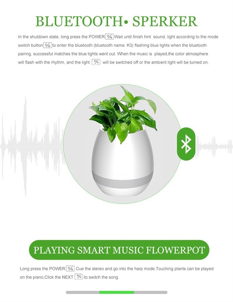 30 K3 Smart Music Flower Pot Light Bluetooth Speaker Bluetooth Piano Bulk