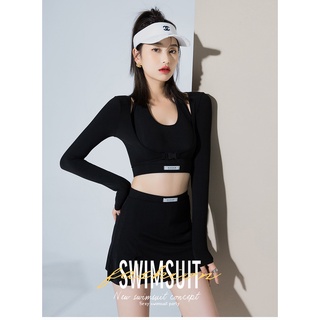 BBB Women’s Korean Style Long-sleeve Sunscreen Sports Split 3-piece Swimsuit Casual Beachwear Hot Spring Dress #4