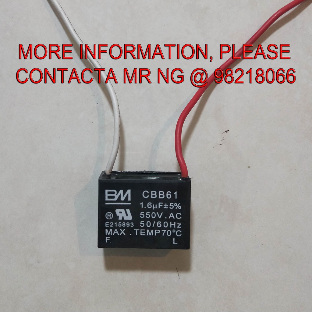 Fan Capacitor 1 6uf 2 Wires Cbb61 Bm