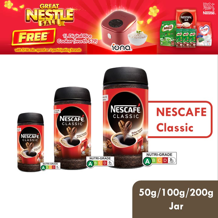 Nescafe Classic Jar 50g 100g 200g Shopee Singapore