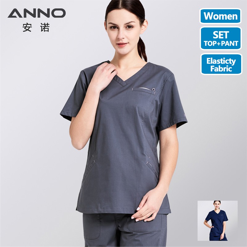 Anno Cotton Medical Scrubs Set Surgery Body Nurse Uniform Women Slim Fit Fashion Nursing Dress Beauty Salon Wear Shopee Singapore