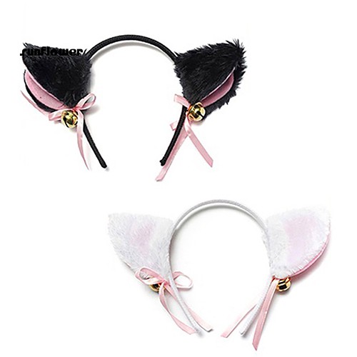 Sun Cartoon Cat Fox Ears Headband with Bell Bow for Anime Cosplay Party ...