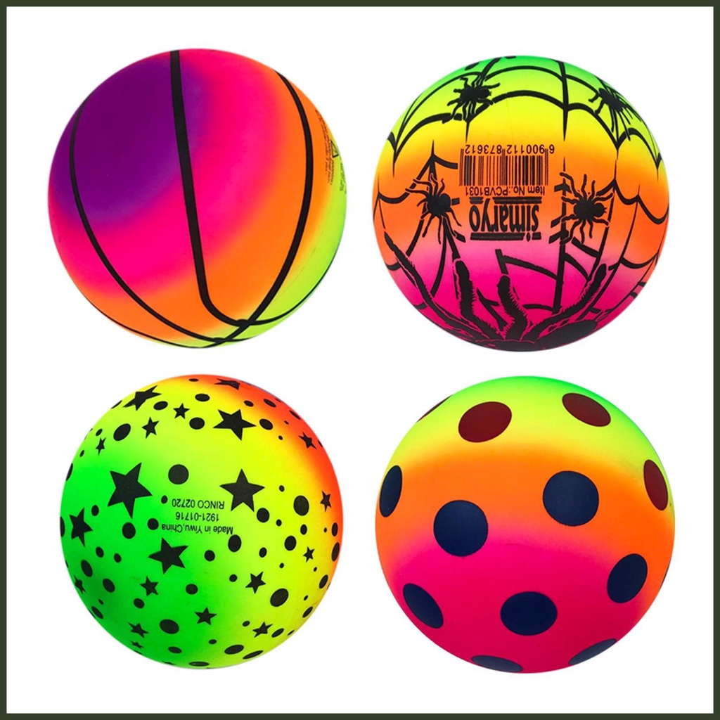 Rainbow Playground Balls Rubber Playground Balls for Kids Inflatable