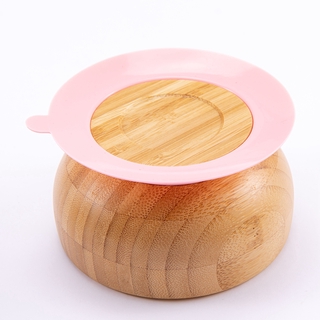 Baby Tableware Five Colors Bamboo Bowl Spoon Plate with Suction Cup Strong Adsorption Force Safe and Healthy Baby Tableware #7