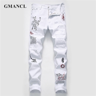 mens white jeans ripped