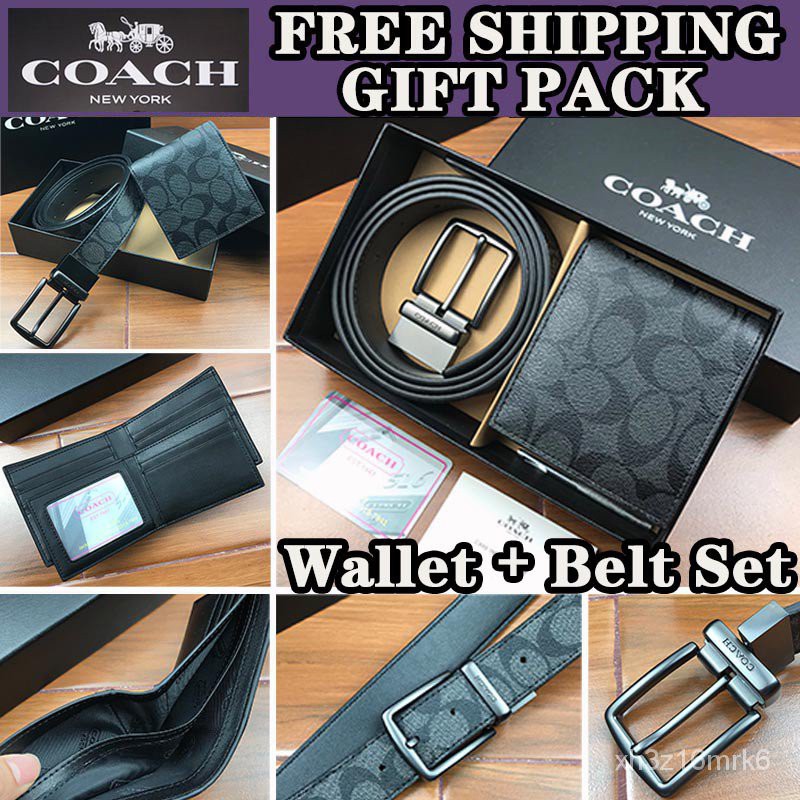 Hot Sale Coach Men S Wallet Leather Scratch Resistant Classic Wallet Belt Gift Box Se0 Shopee Singapore