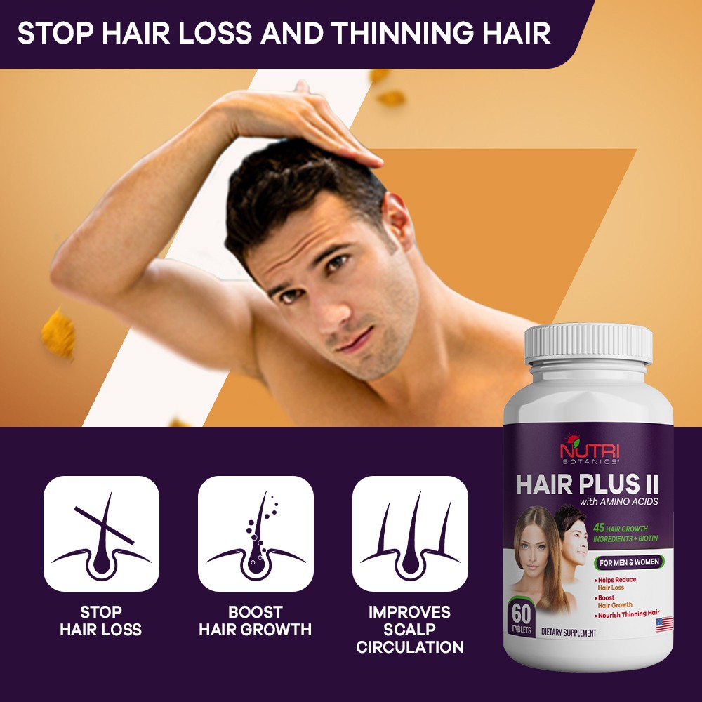 Hair Plus II with Amino Acid, Biotin - Hair Growth Supplement, 45 Hair  Vitamin, Stop Hair Loss - Men & Women - 60 Tablet | Shopee Singapore