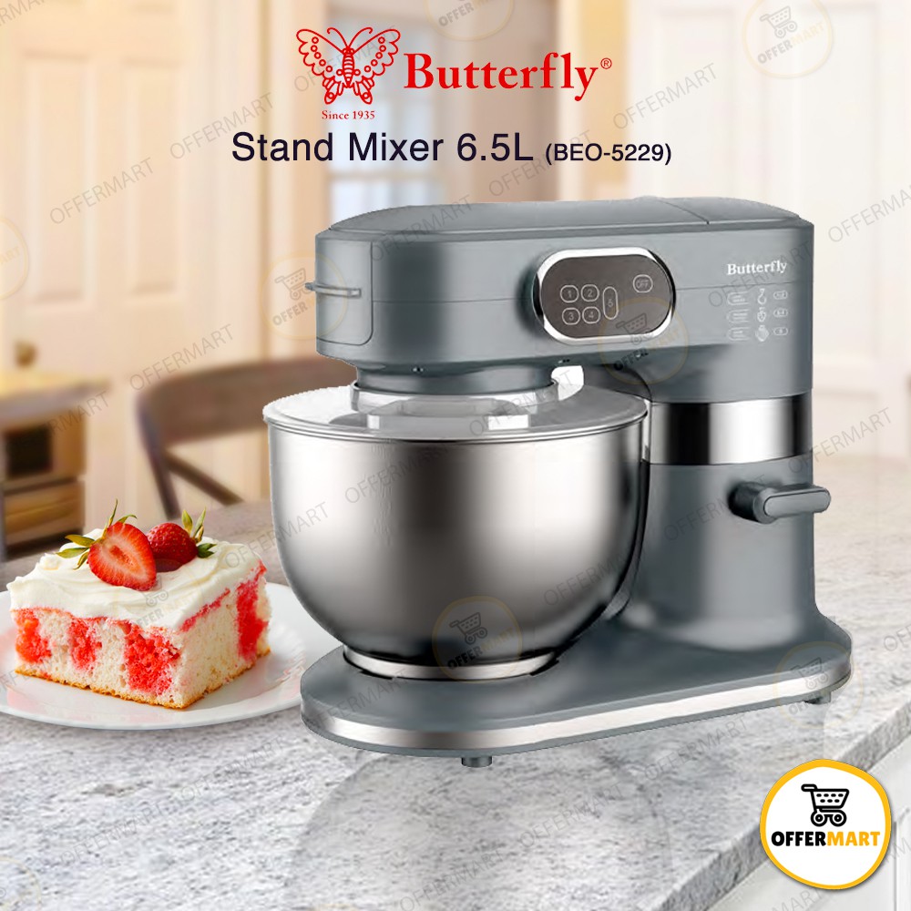Butterfly Stand Mixer Bsm 4366 6 5l Grey New Model Electronic Touch Pad 1000w Motor Power Latest Model Shopee Singapore