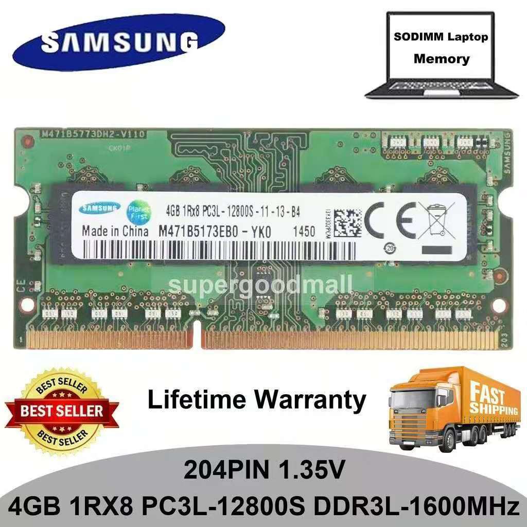 Samsung 4GB 1RX8 PC3L-12800S DDR3-1600Mhz 1.35V 204Pin SODIMM Laptop Memory  RAM Notebook RAM Shopee Singapore