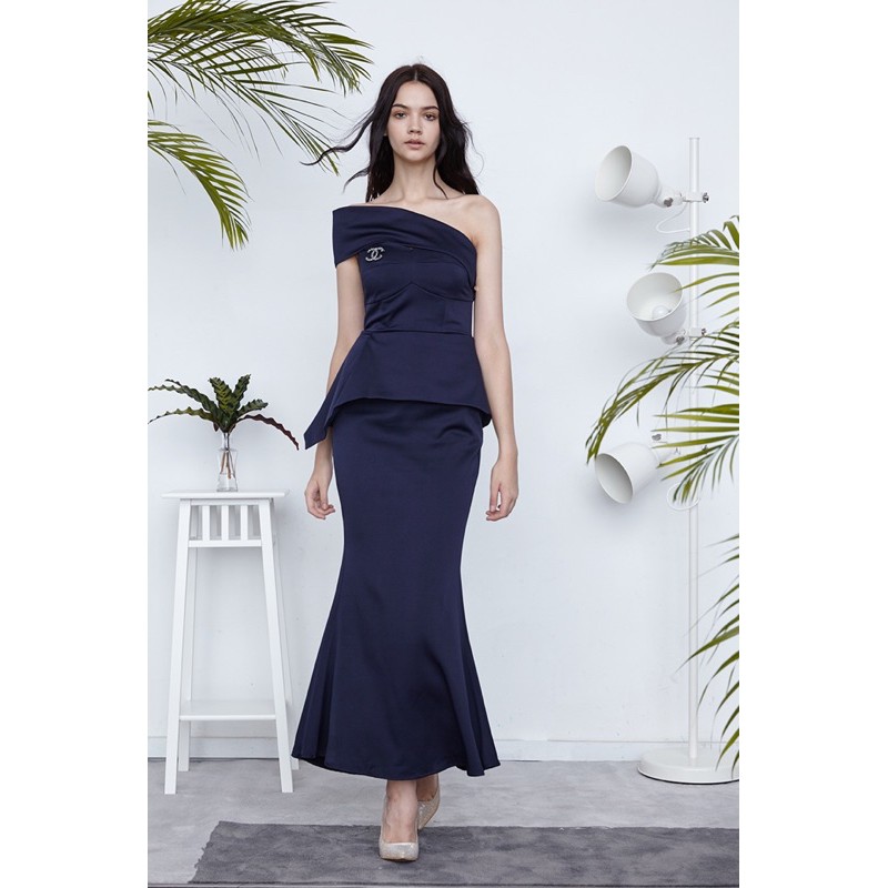navy peplum