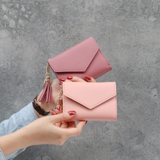 Image of Short Wallet Female Korean Student Style Love Coin Purse Mini Fresh Multifunctional Folding