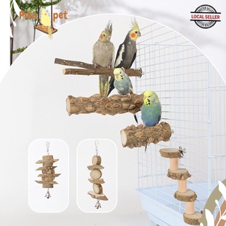 [SG Local Seller] Parrot Bird Side Natural Wood Y Shaped Side Perch and Pepper Wood Hanging Toy Small to Medium size