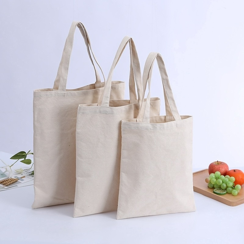 Image of Plain Creamy White Canvas Shopping Bags,Foldable Reusable Fabric Tote Bag,Shoulder Top Eco Bag Gift #1