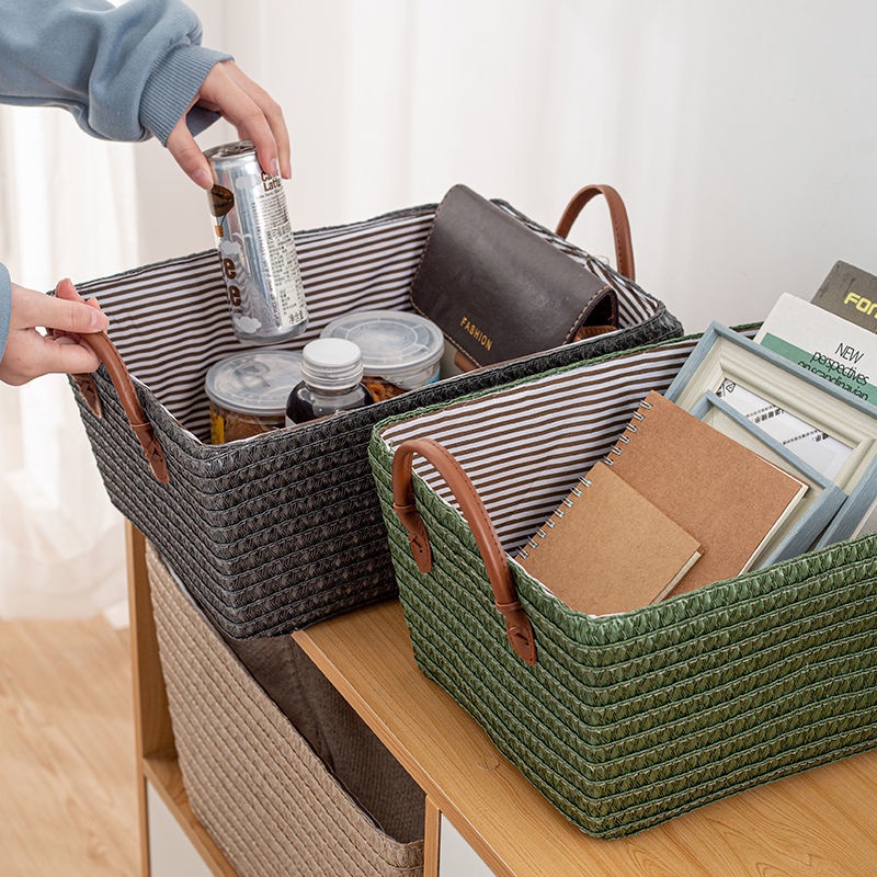 Collapsible Foldable Woven Basket,Basket Rattan Organiser Storage Chest