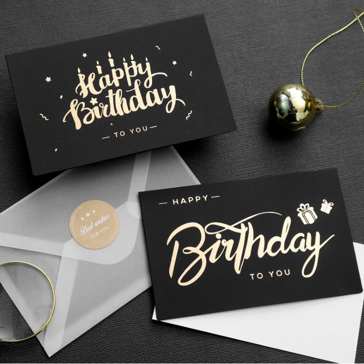 [SG seller] golden black Happy Birthday Card / Best Wishes/ Greeting