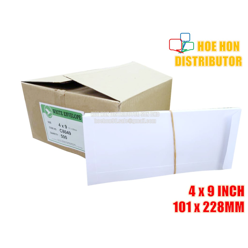 Long White Envelope Sampul Surat Putih 80gsm 4 X 9 Inch 101 X 228mm Shopee Singapore