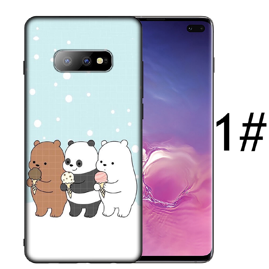 Samsung Galaxy Note 10 9 8 S9 S10 Plus + Soft Silicone Phone Case We Bare Bears funny Black TPU Cover