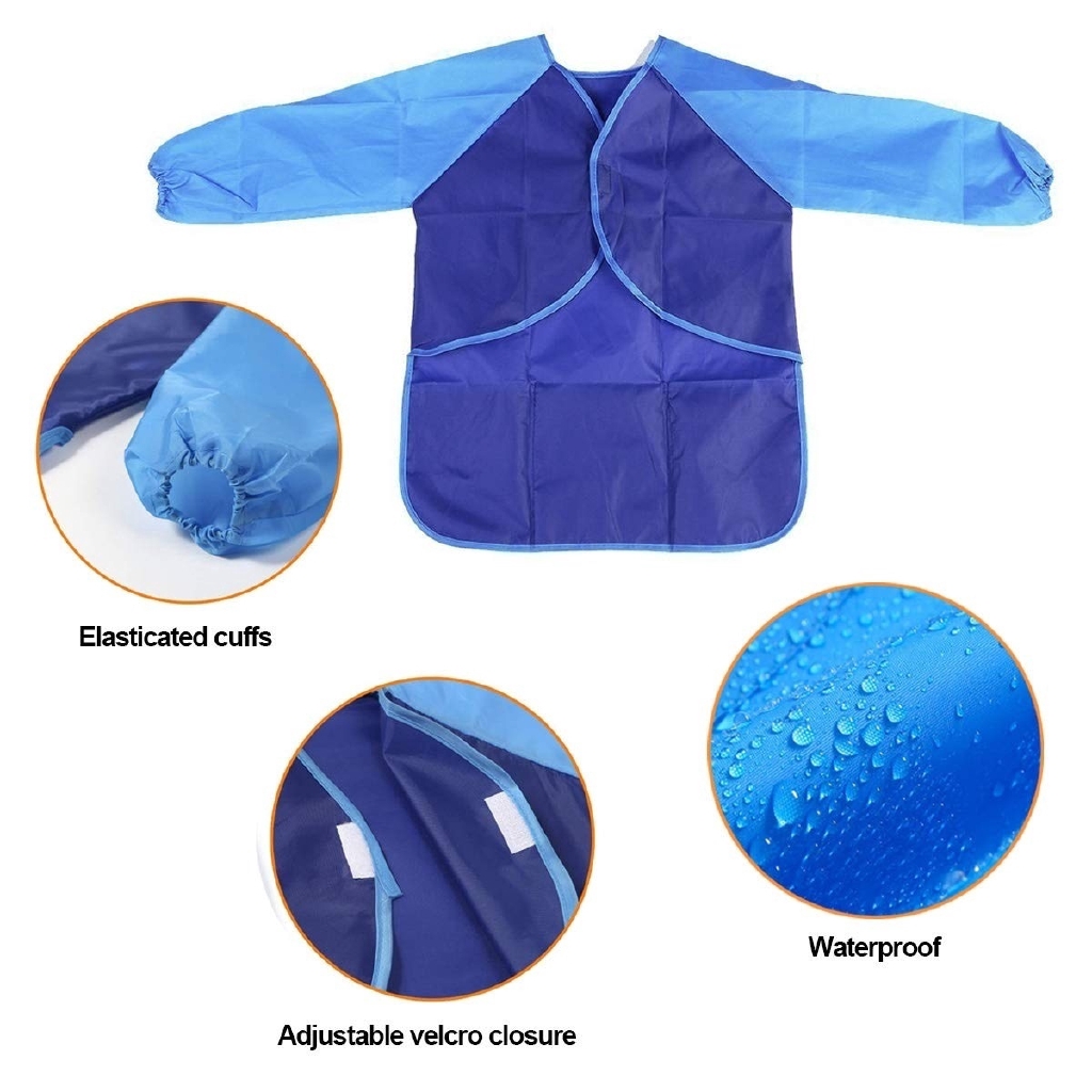 Kids Art Smocks Childrens Toddler Waterproof Polyester Fabric Art Aprons with Long-sleeved and Pockets Play Apron for Painting Eating Craft Clay Water Play Green Kids Art Smocks Childrens Toddler Waterproof Polyester Fabric Art Aprons with Long-sleeved and Pockets Play Apron for Painting Eating Craft Clay Water Play Green