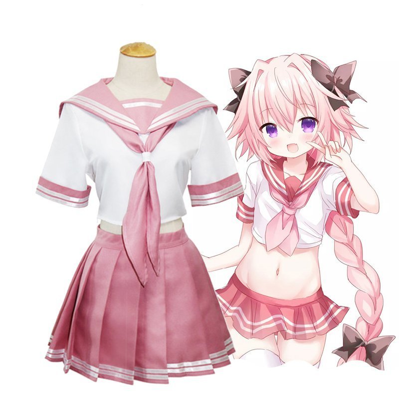 FGO Fate Grand Order Fate Apocrypha Astolfo Cosplay Costume Girls JK School  Uniform Cute Pink Top Skirt Anime Costumes | Shopee Singapore
