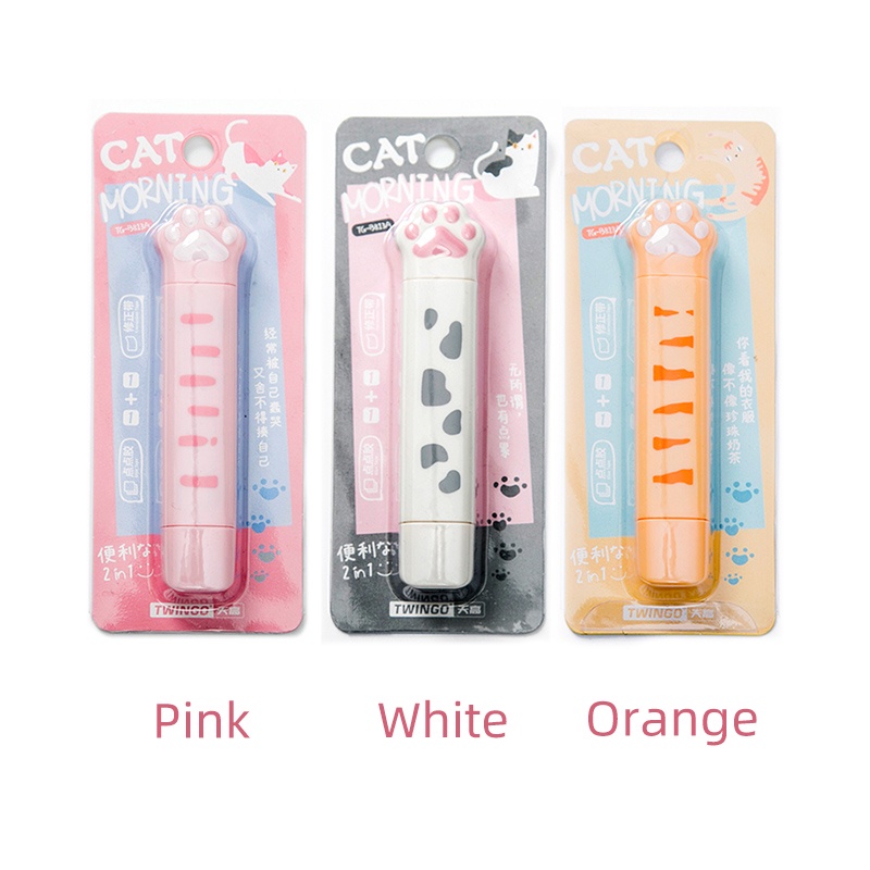 Multifunction Lovely Cat Paw Correction Tape Student Portable Double-sided Dotted Adhesive Tape