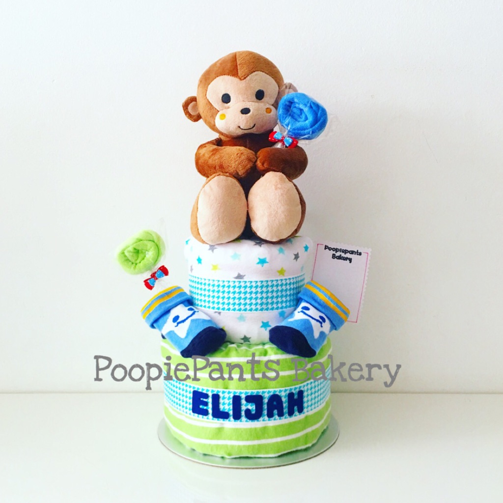 Large 2 Tier Luxury Diaper Cake Gift Hamper For Baby Boy | Shopee Singapore
