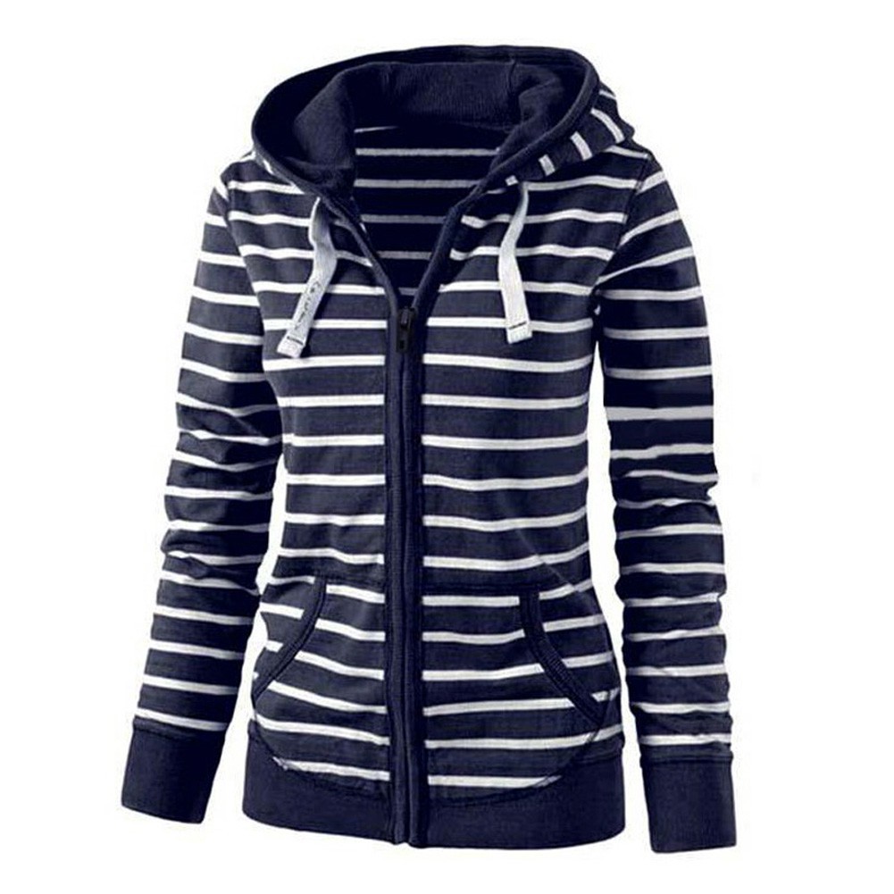 blue and white striped hoodie women's