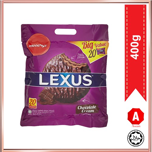 Munchy s Lexus Chocolate Coated Cream Biscuit 360g 18 Sachets Asean os 