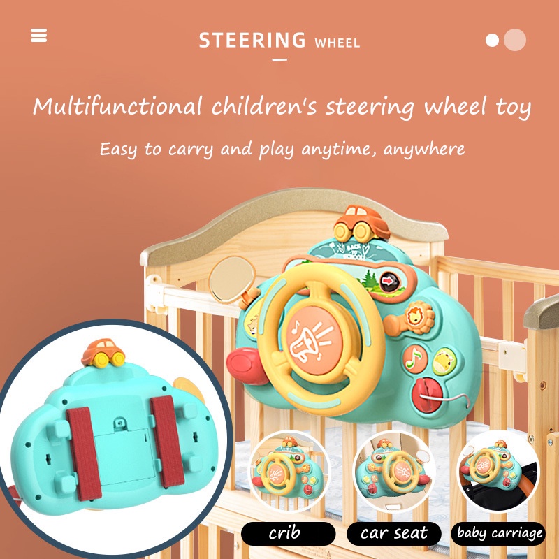 Cartoon Kids Steering Wheel Toy With Lights Music Simulation Driving