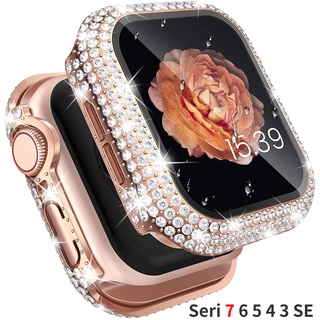 Diamond Watch Case Built-in Tempered Glass for Apple Watch 41mm 45mm 38/40/42/44 for iWatch Series 7 6 SE 5 4 3 2 Cover